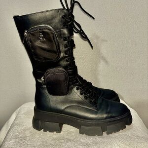 Steve Madden Thorpe Combat Stylish Black Women's Boots with Pockets